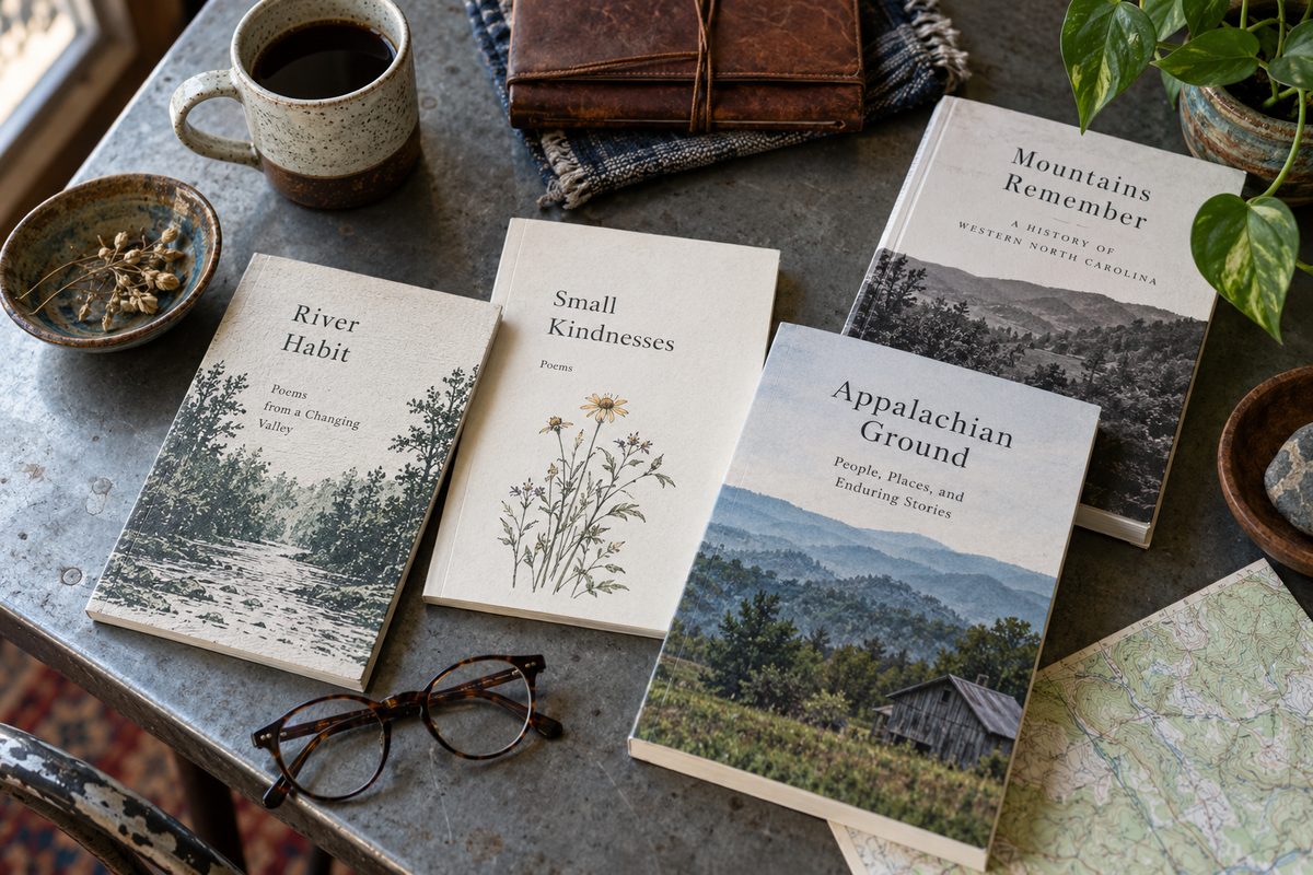 Selection of Appalachian regional literature and small-press poetry editions.